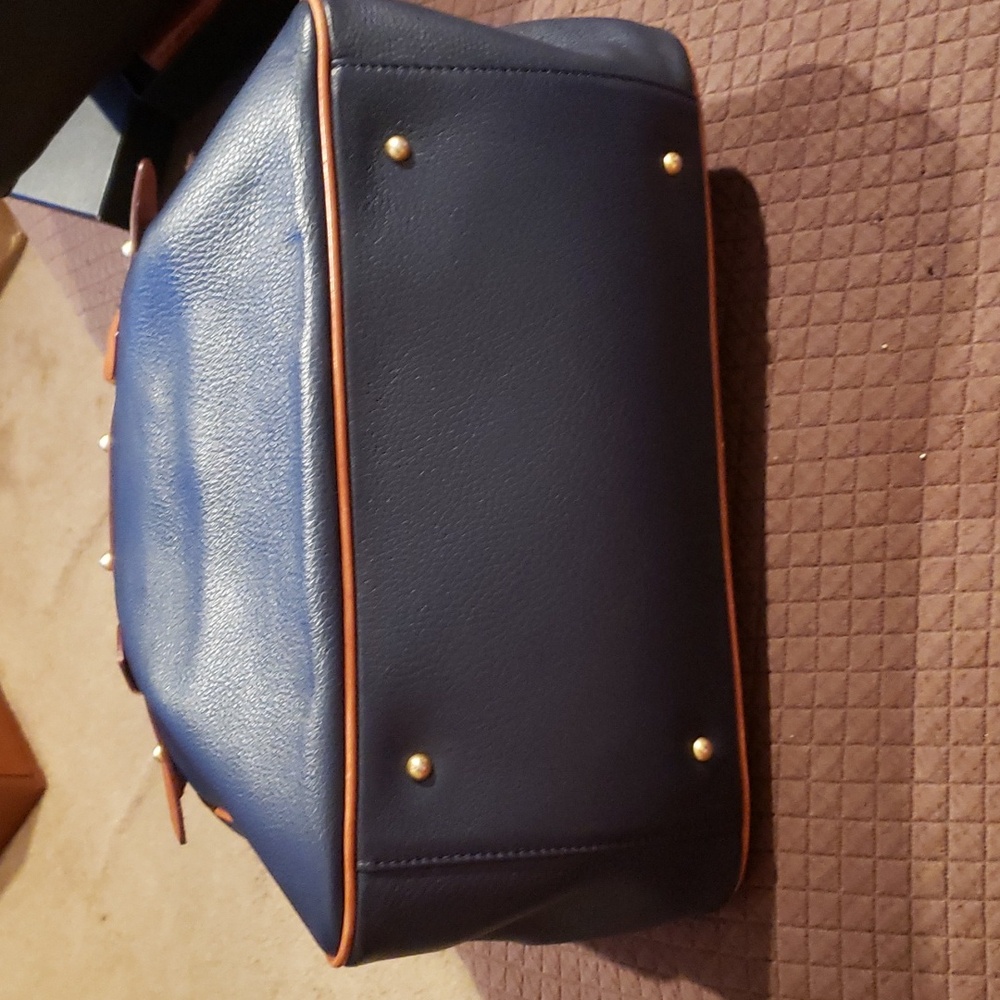 Dooney & Bourke Navy with Tan Leather Trim Tote Satchel - Picture 5 of 12